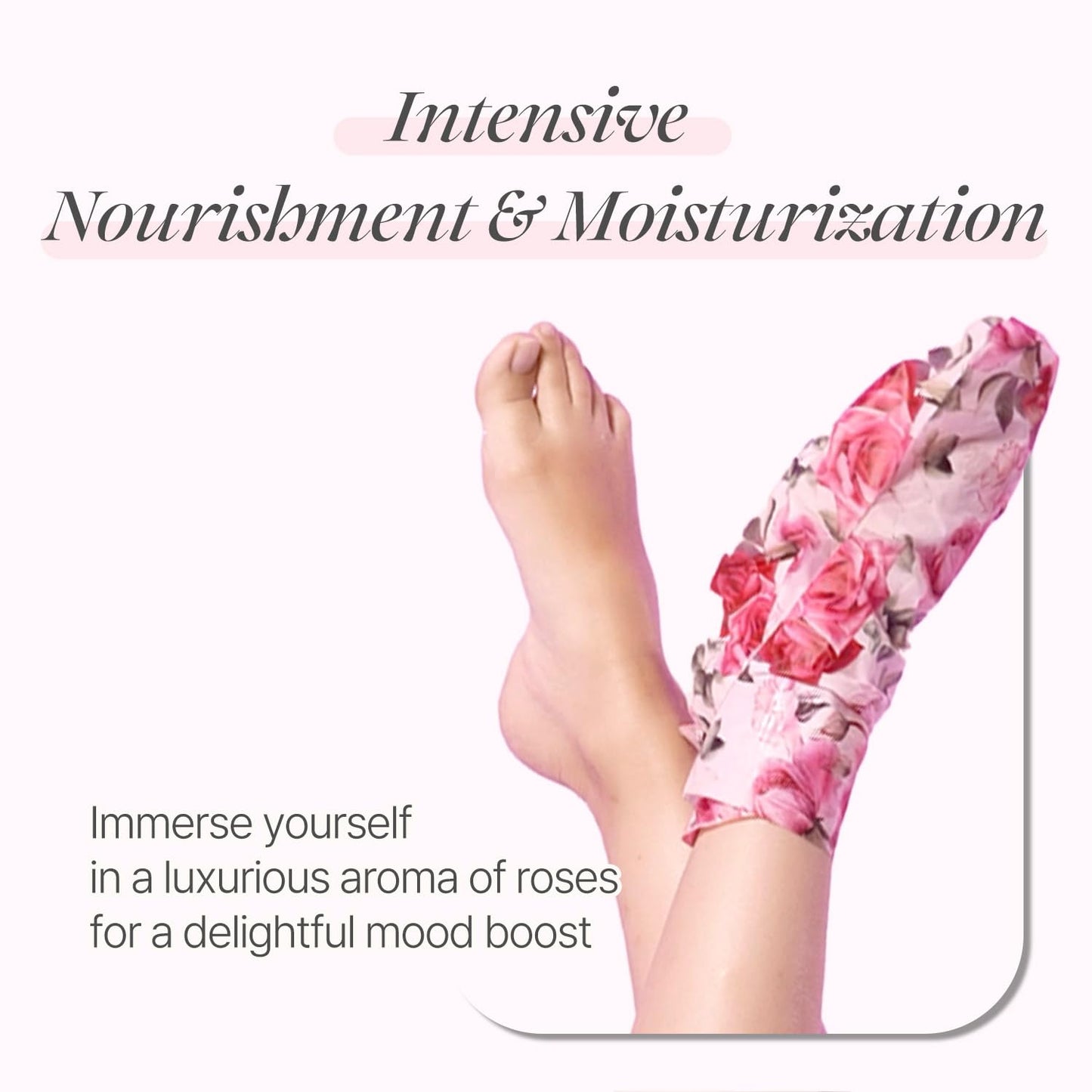 PETITFEE Rose Petal Foot Mask (5 Pairs) - Nourishing Treatment with Collagen & Shea Butter