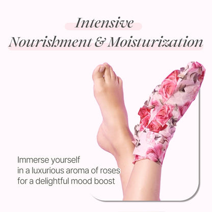 PETITFEE Rose Petal Foot Mask (5 Pairs) - Nourishing Treatment with Collagen & Shea Butter