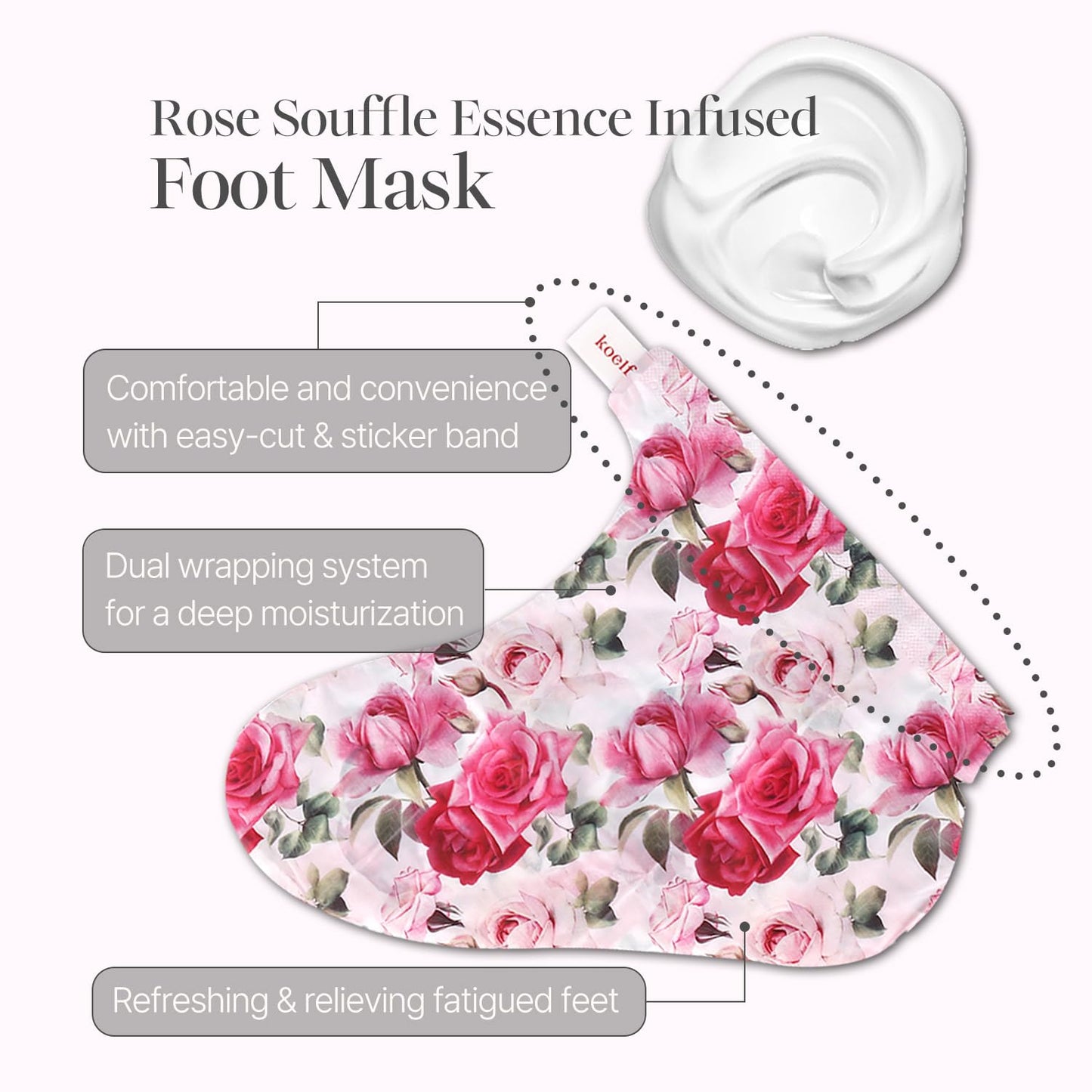 PETITFEE Rose Petal Foot Mask (5 Pairs) - Nourishing Treatment with Collagen & Shea Butter