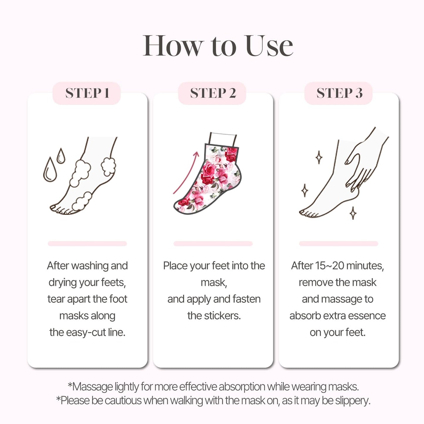 PETITFEE Rose Petal Foot Mask (5 Pairs) - Nourishing Treatment with Collagen & Shea Butter