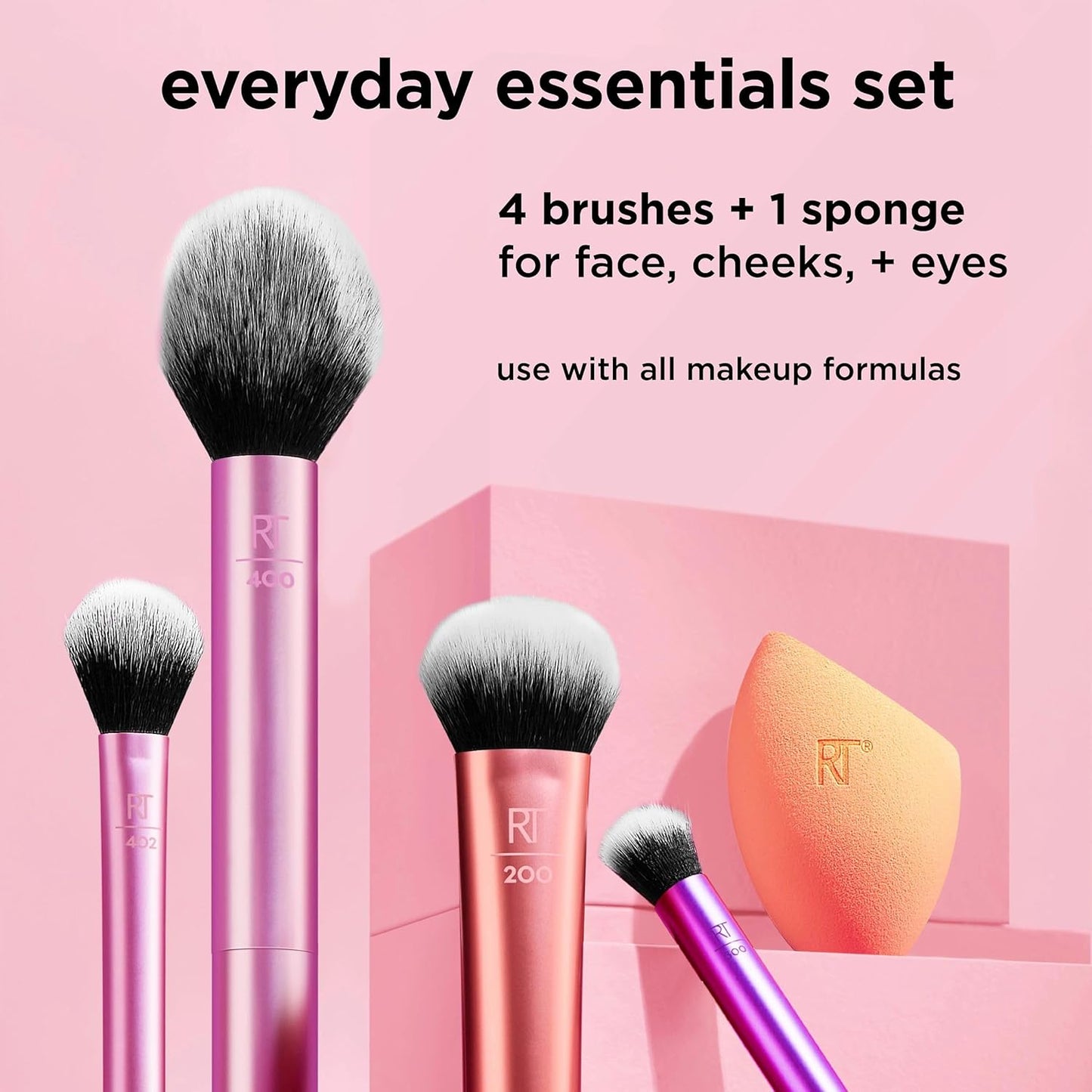 Makeup Brush Set - 5 Brushes & Sponge - Vegan